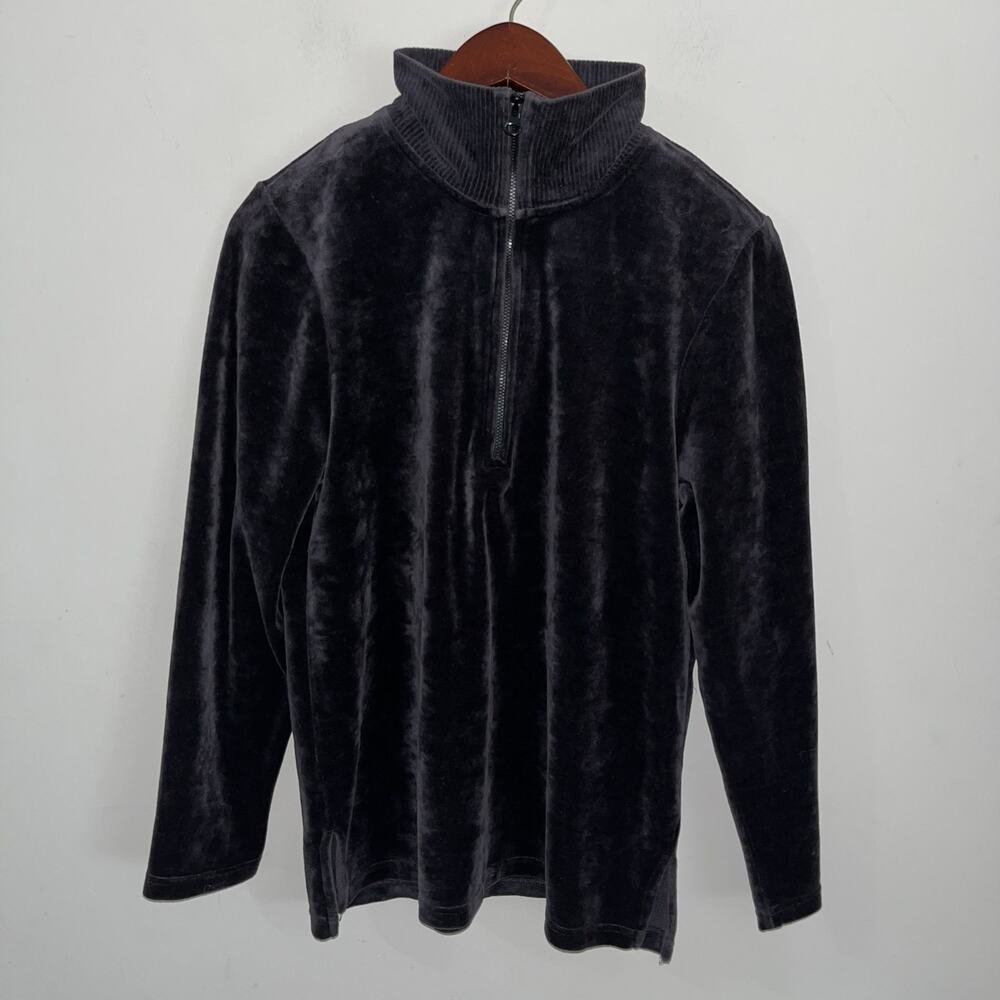 Vintage VTG Y2K Basic Editions Black - Dark Brown Velvet Velour Jacket (0968)